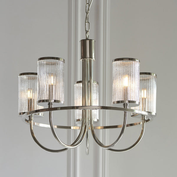 Henbury Five Light Pendant in Bright Nickel