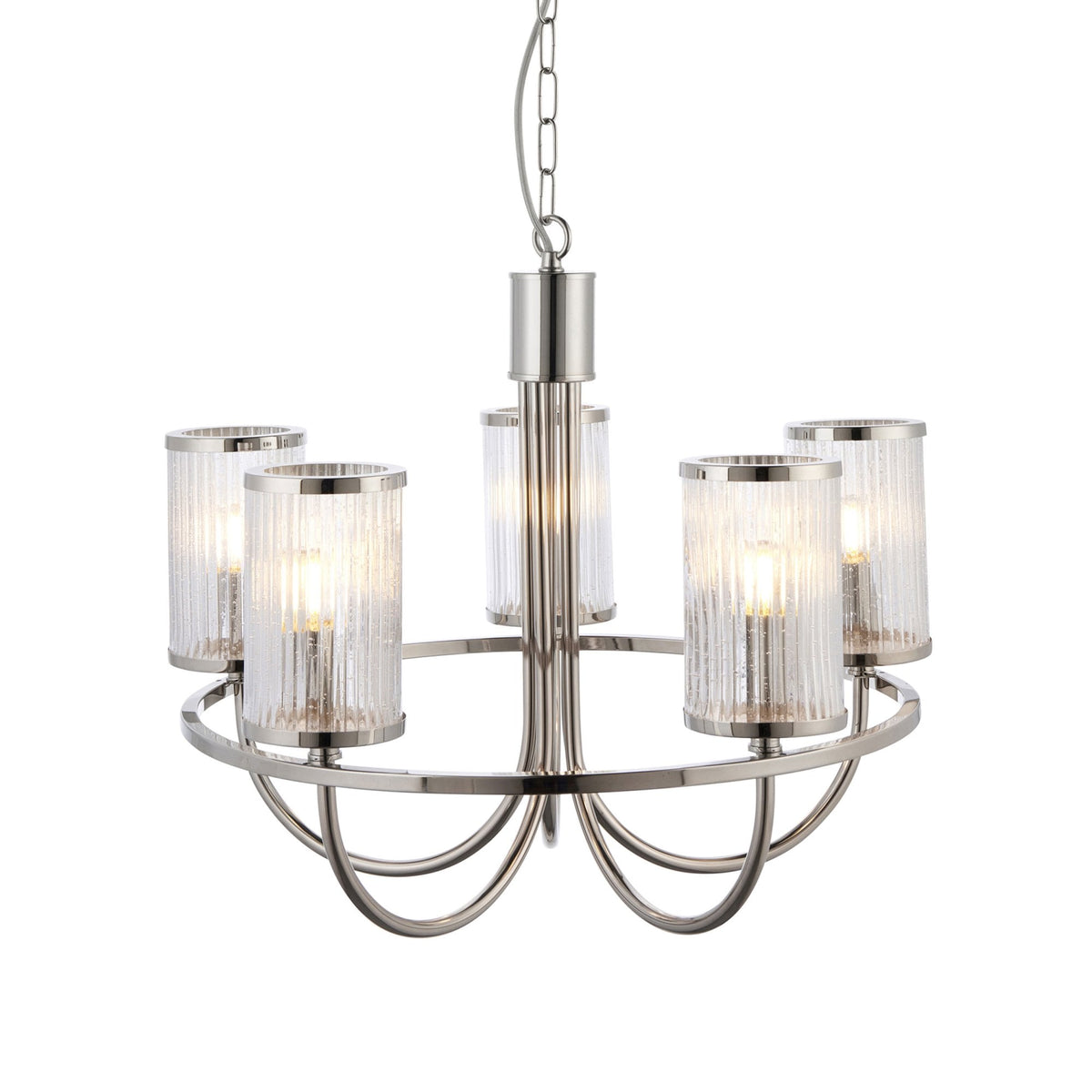 Henbury Five Light Pendant in Bright Nickel