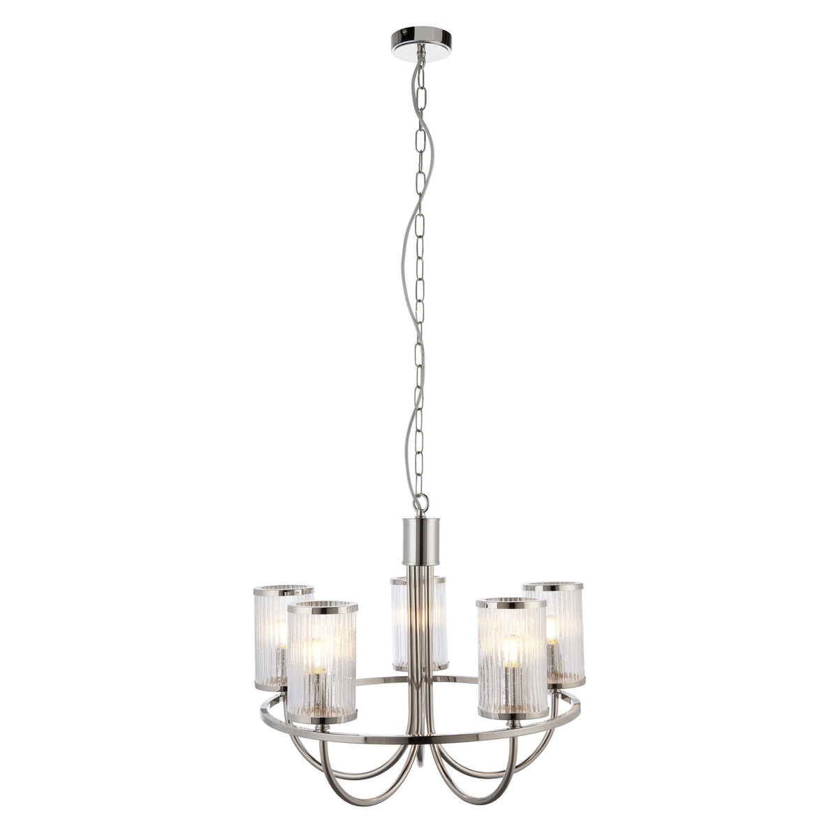 Henbury Five Light Pendant in Bright Nickel