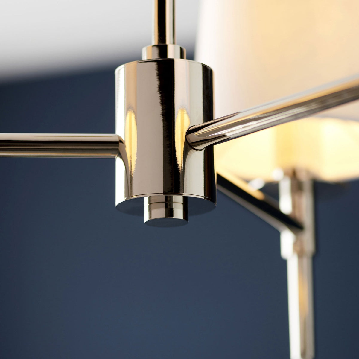 Warmwell Three Light Multi Arm Pendant in Nickel with White Shades