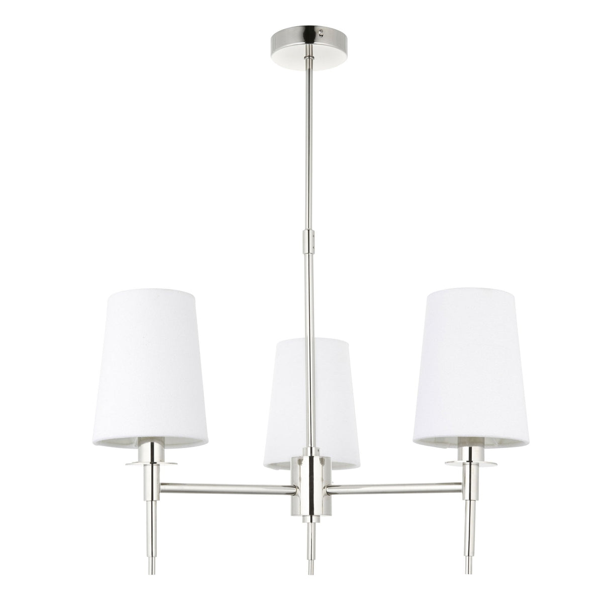 Warmwell Three Light Multi Arm Pendant in Nickel with White Shades