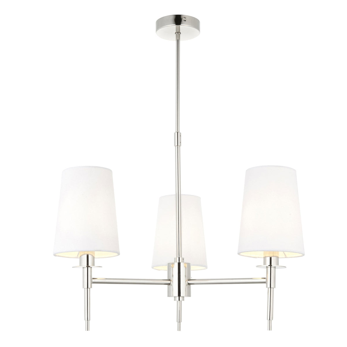 Warmwell Three Light Multi Arm Pendant in Nickel with White Shades