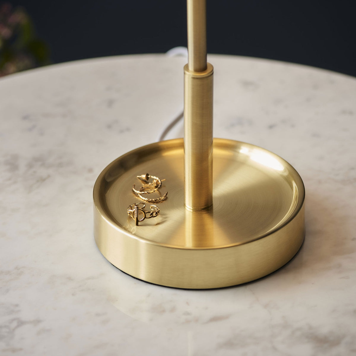Warmwell Vanity Table Light in Satin Brass & White Shade