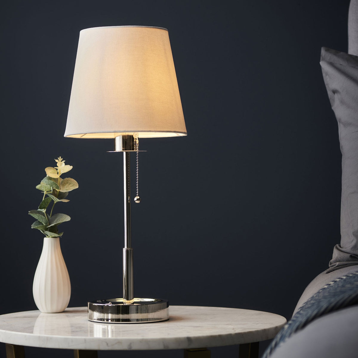 Warmwell Vanity Table Light in Nickel & White Shade