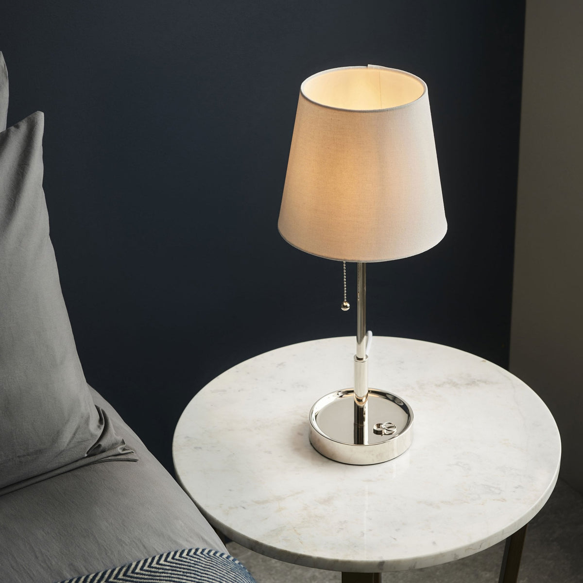 Warmwell Vanity Table Light in Nickel & White Shade