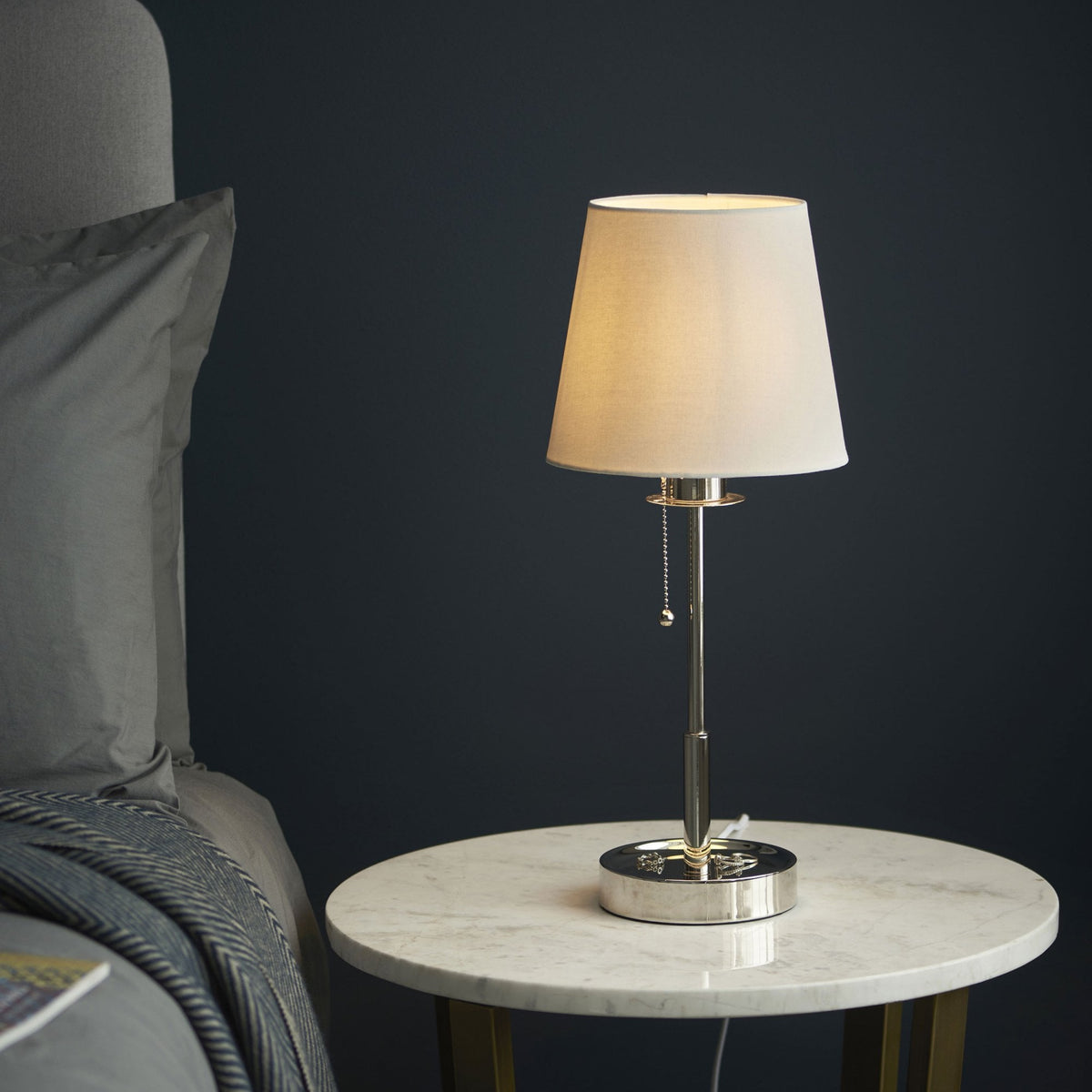 Warmwell Vanity Table Light in Nickel & White Shade