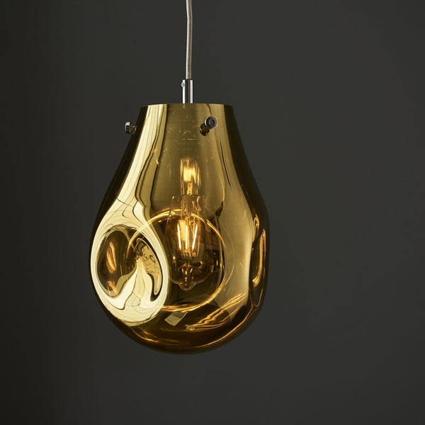 Europa Medium Glass Pendant in Metallic Gold