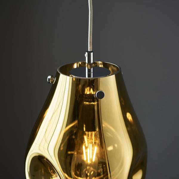 Europa Medium Glass Pendant in Metallic Gold