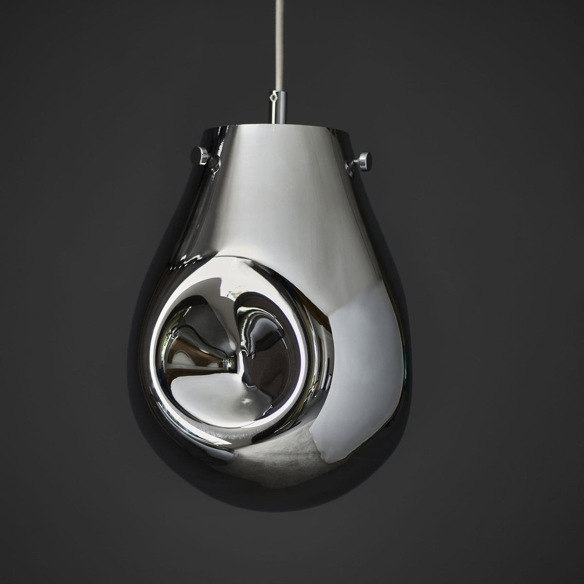 Europa Medium Glass Pendant in Metallic Chrome