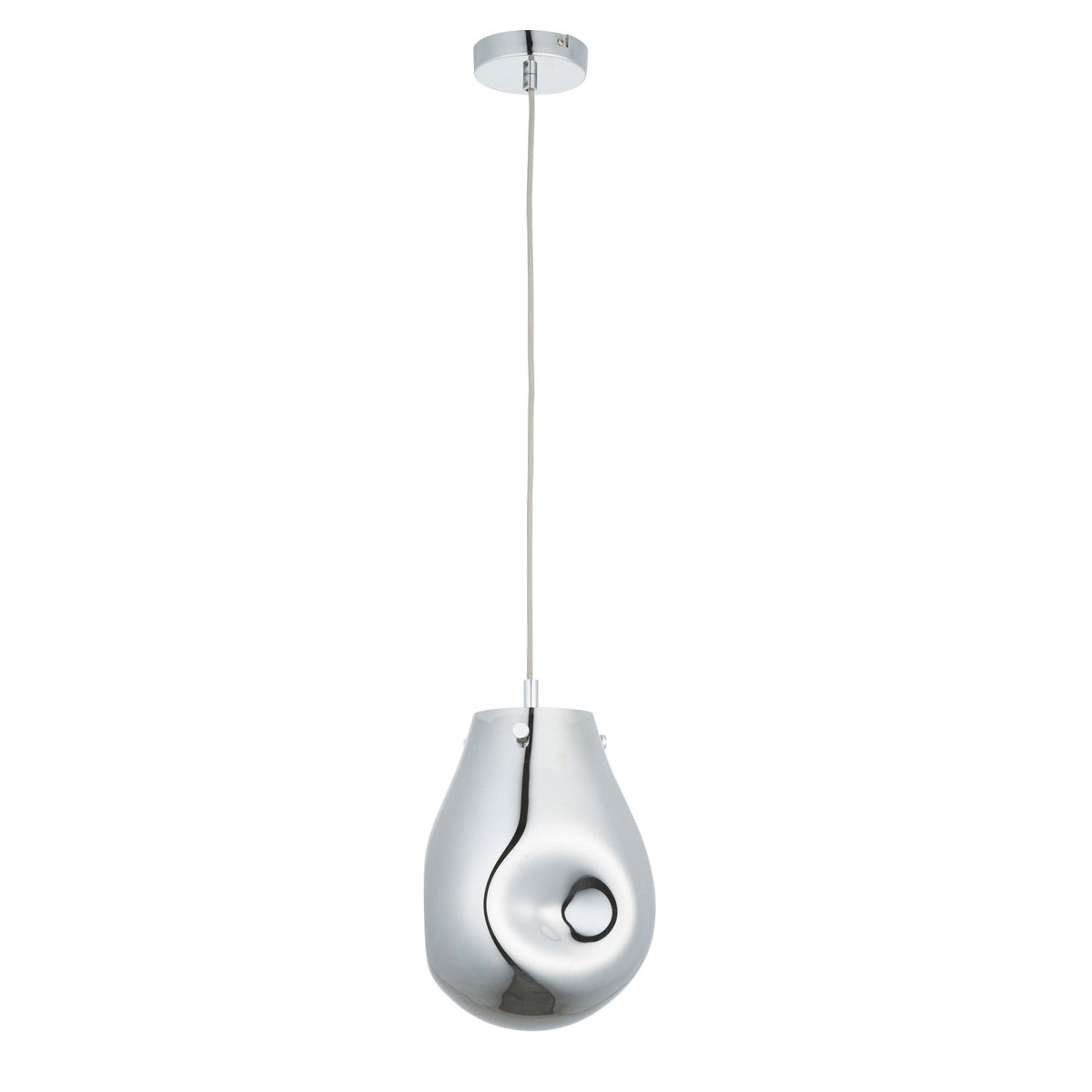 Europa Medium Glass Pendant in Metallic Chrome