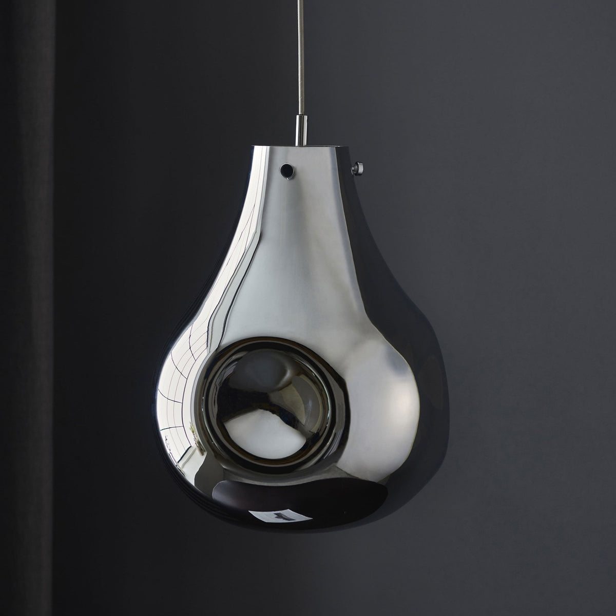 Europa Large Glass Pendant in Metallic Chrome