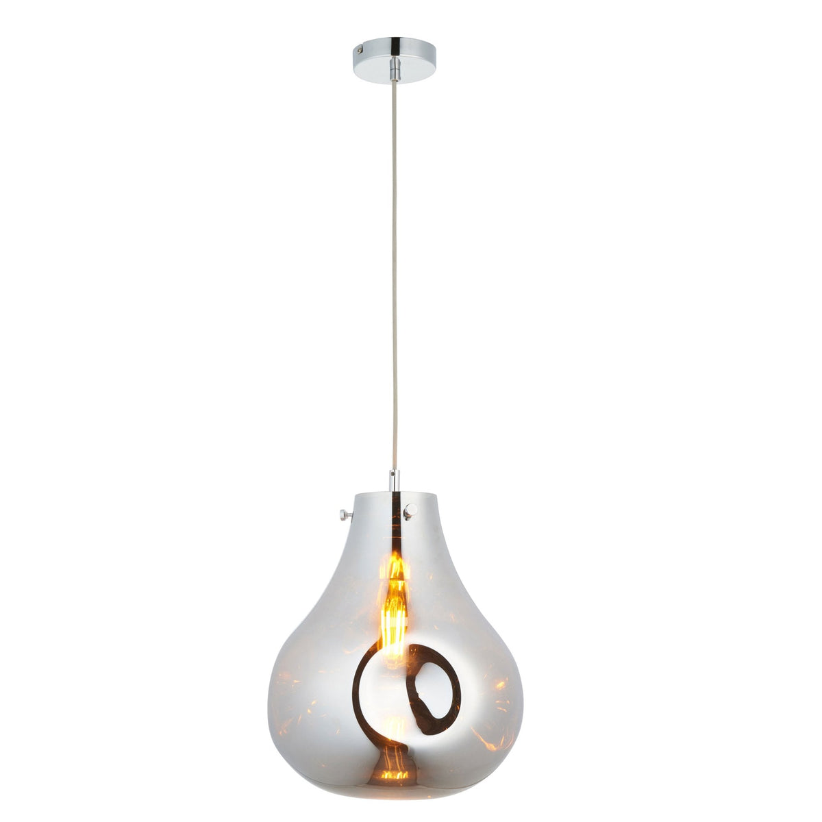 Europa Large Glass Pendant in Metallic Chrome