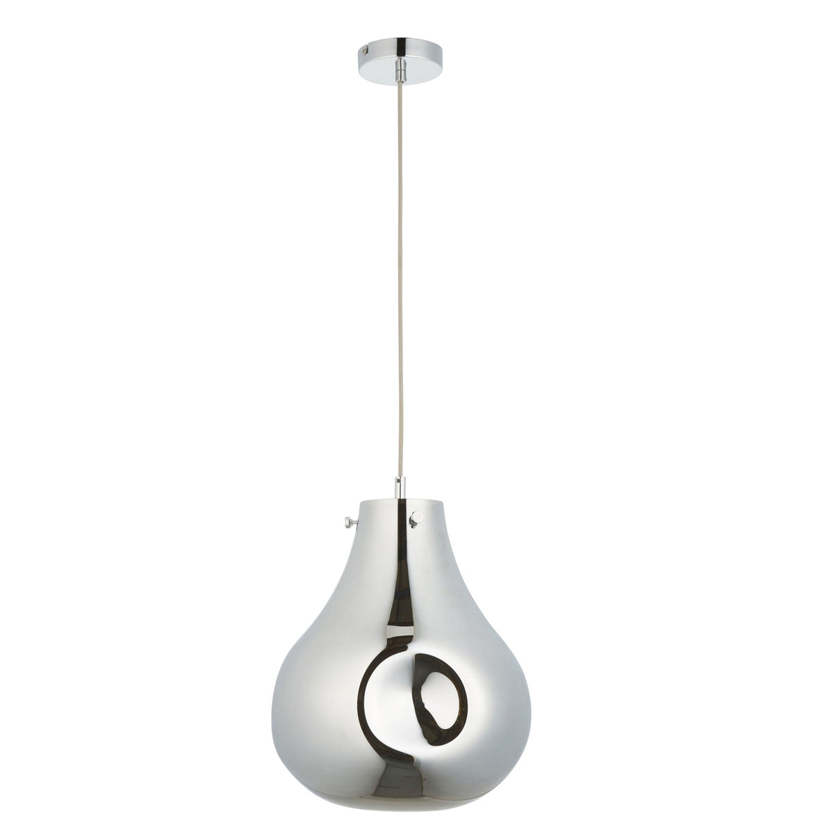 Europa Large Glass Pendant in Metallic Chrome