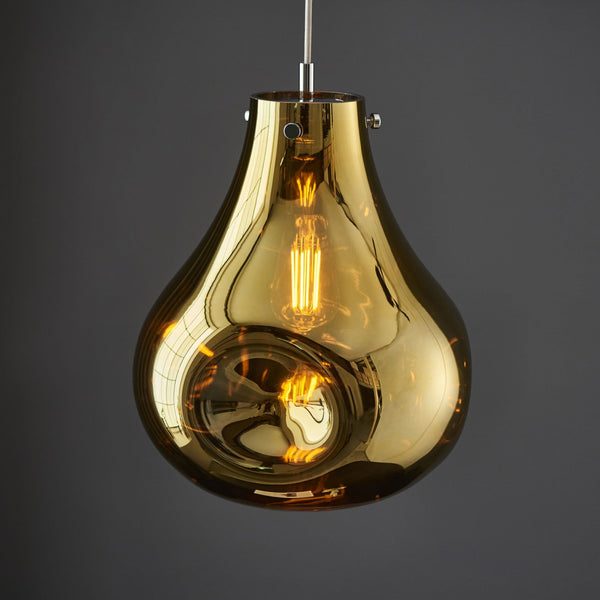 Europa Large Glass Pendant in Metallic Gold
