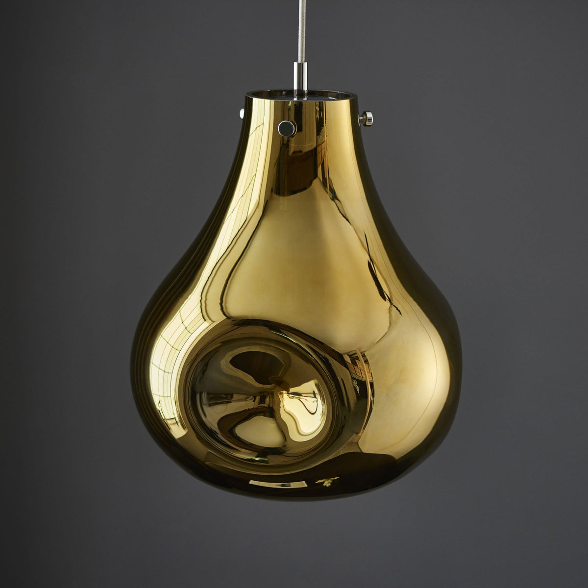 Europa Large Glass Pendant in Metallic Gold