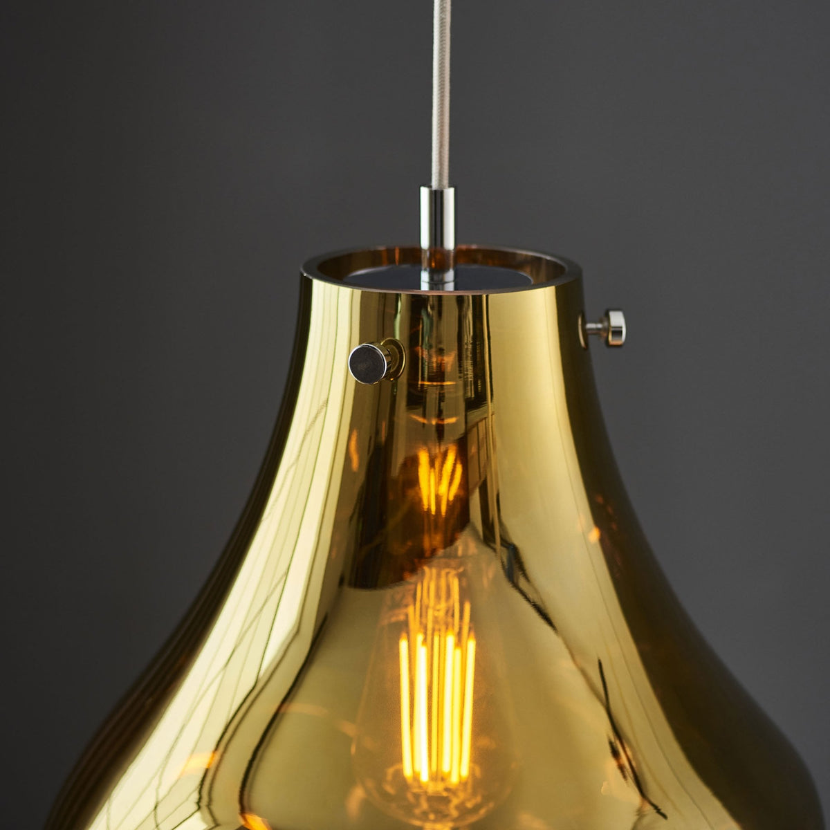 Europa Large Glass Pendant in Metallic Gold