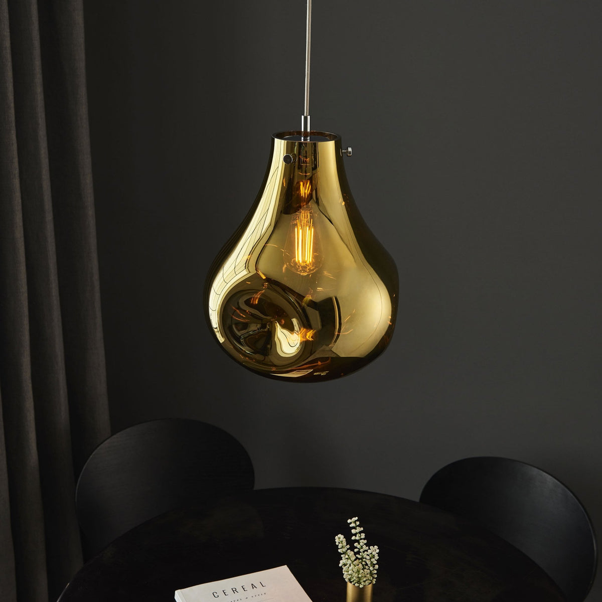 Europa Large Glass Pendant in Metallic Gold