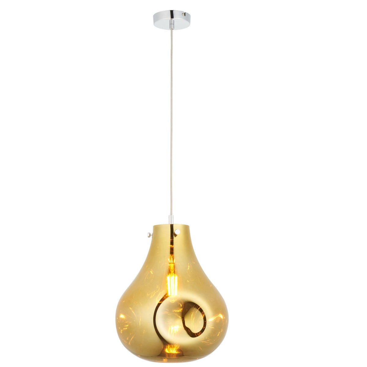 Europa Large Glass Pendant in Metallic Gold