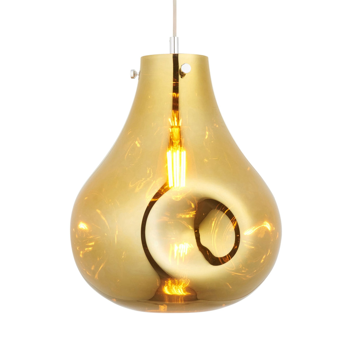 Europa Large Glass Pendant in Metallic Gold