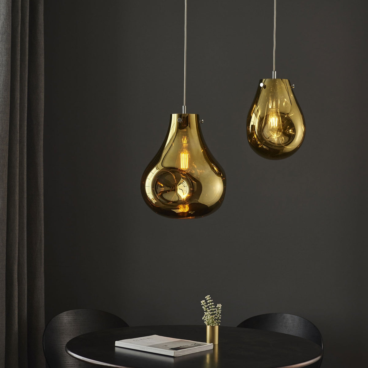 Europa Large Glass Pendant in Metallic Gold