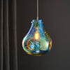 Europa Large Glass Pendant in Metallic Petrol