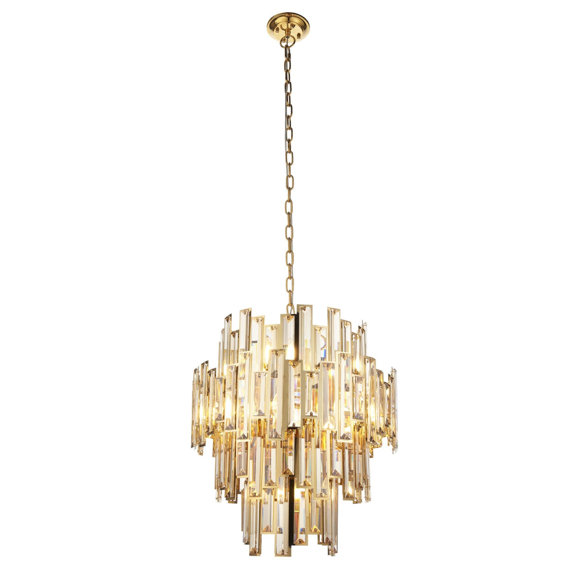 Viviana Twelve Light Pendant in Gold and Champagne Crystal