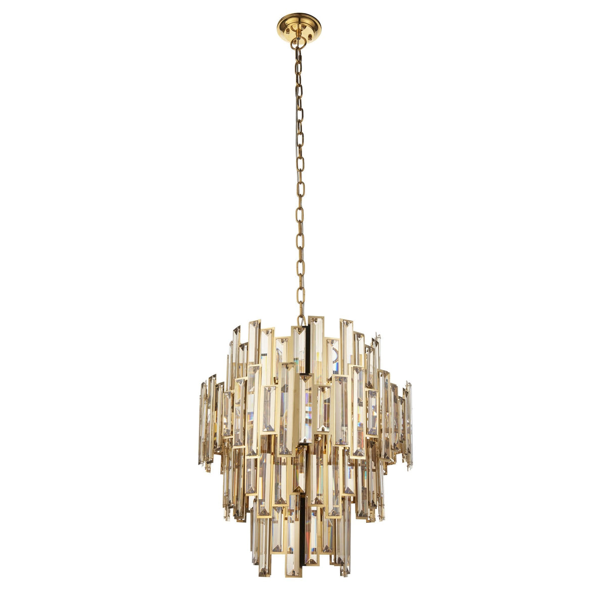 Viviana Twelve Light Pendant in Gold and Champagne Crystal