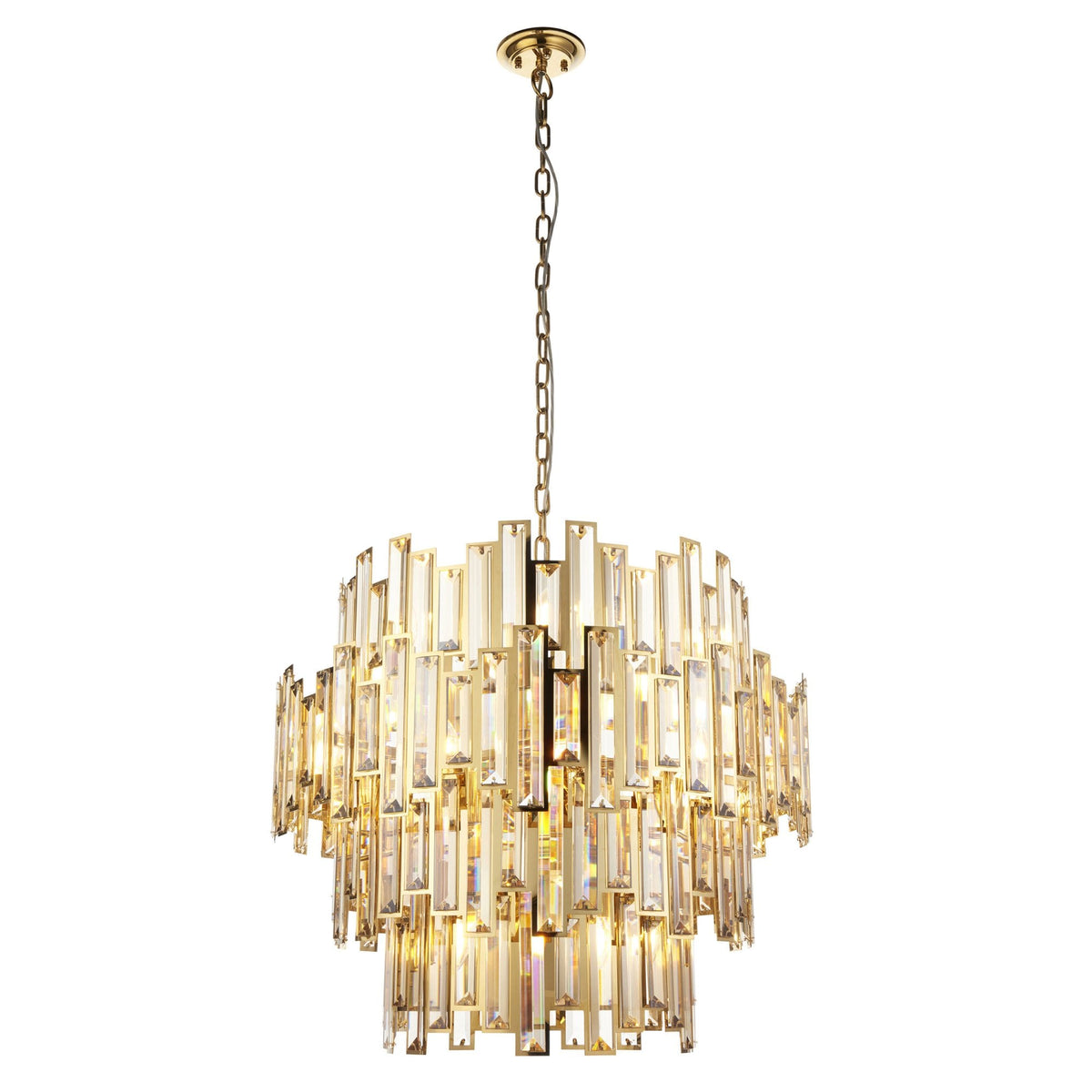 Viviana Fifteen Light Pendant in Gold and Champagne Crystal