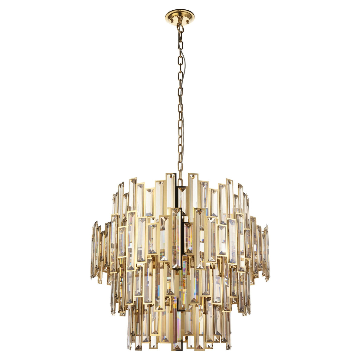 Viviana Fifteen Light Pendant in Gold and Champagne Crystal