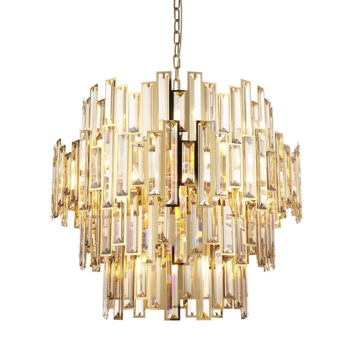 Viviana Fifteen Light Pendant in Gold and Champagne Crystal