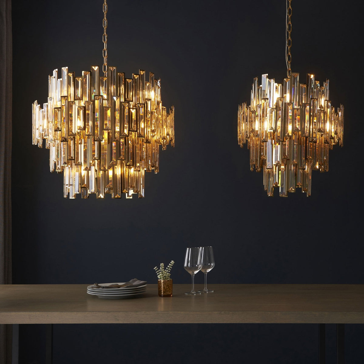Viviana Fifteen Light Pendant in Gold and Champagne Crystal