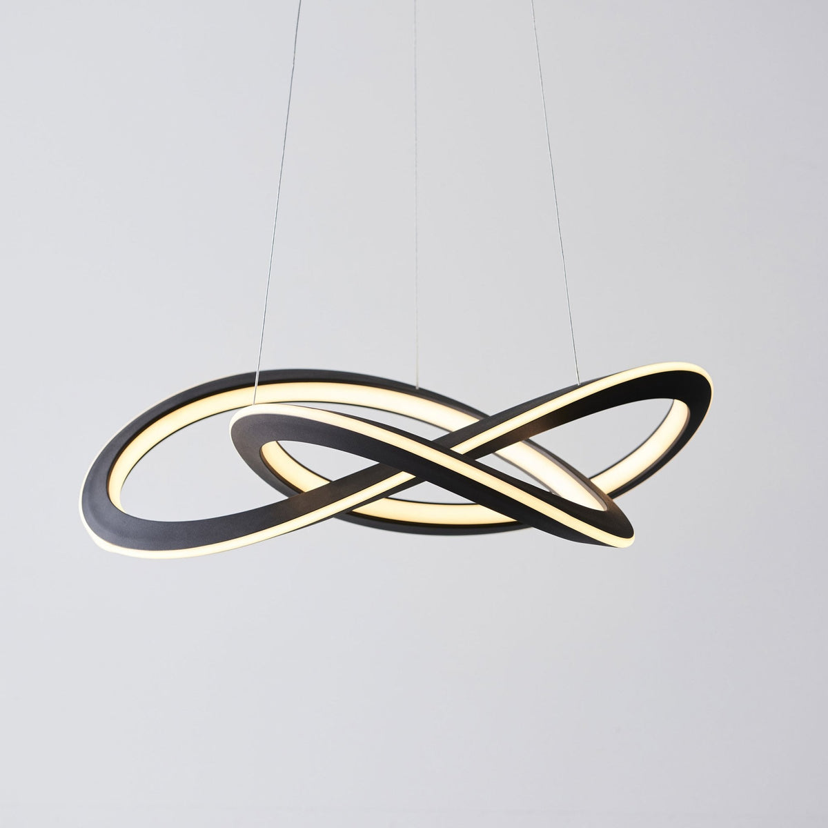 Espina 51w LED Pendant in a Textured Black Finish with White Diffuser