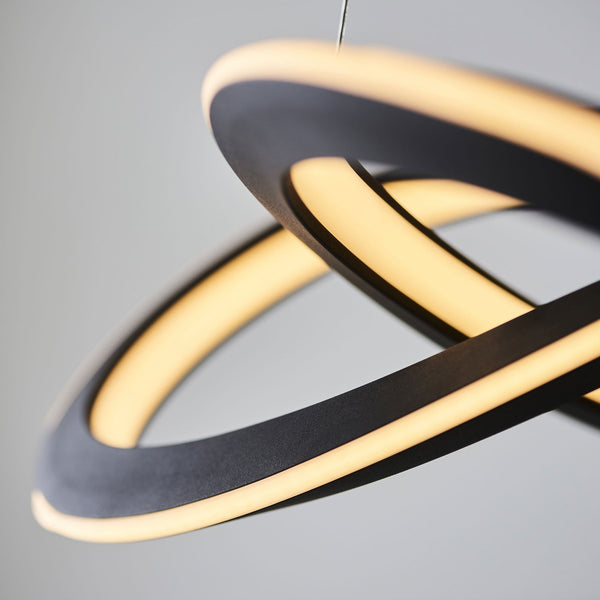 Espina 51w LED Pendant in a Textured Black Finish with White Diffuser