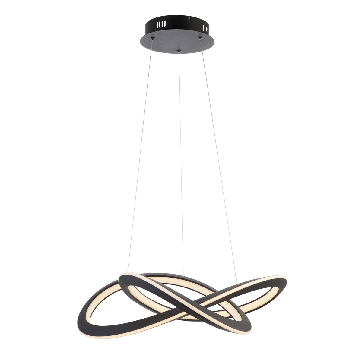 Espina 51w LED Pendant in a Textured Black Finish with White Diffuser