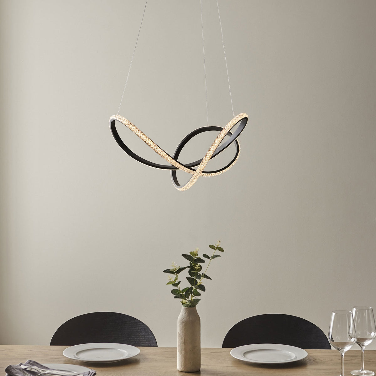 Francisca 42w LED Pendant in a Textured Black Finish