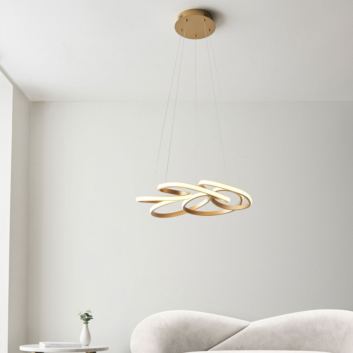 Okeford 51w LED Pendant in Satin Gold Finish with White Diffuser