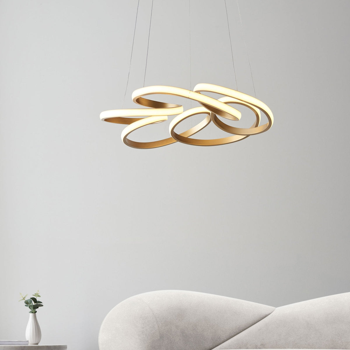 Okeford 51w LED Pendant in Satin Gold Finish with White Diffuser
