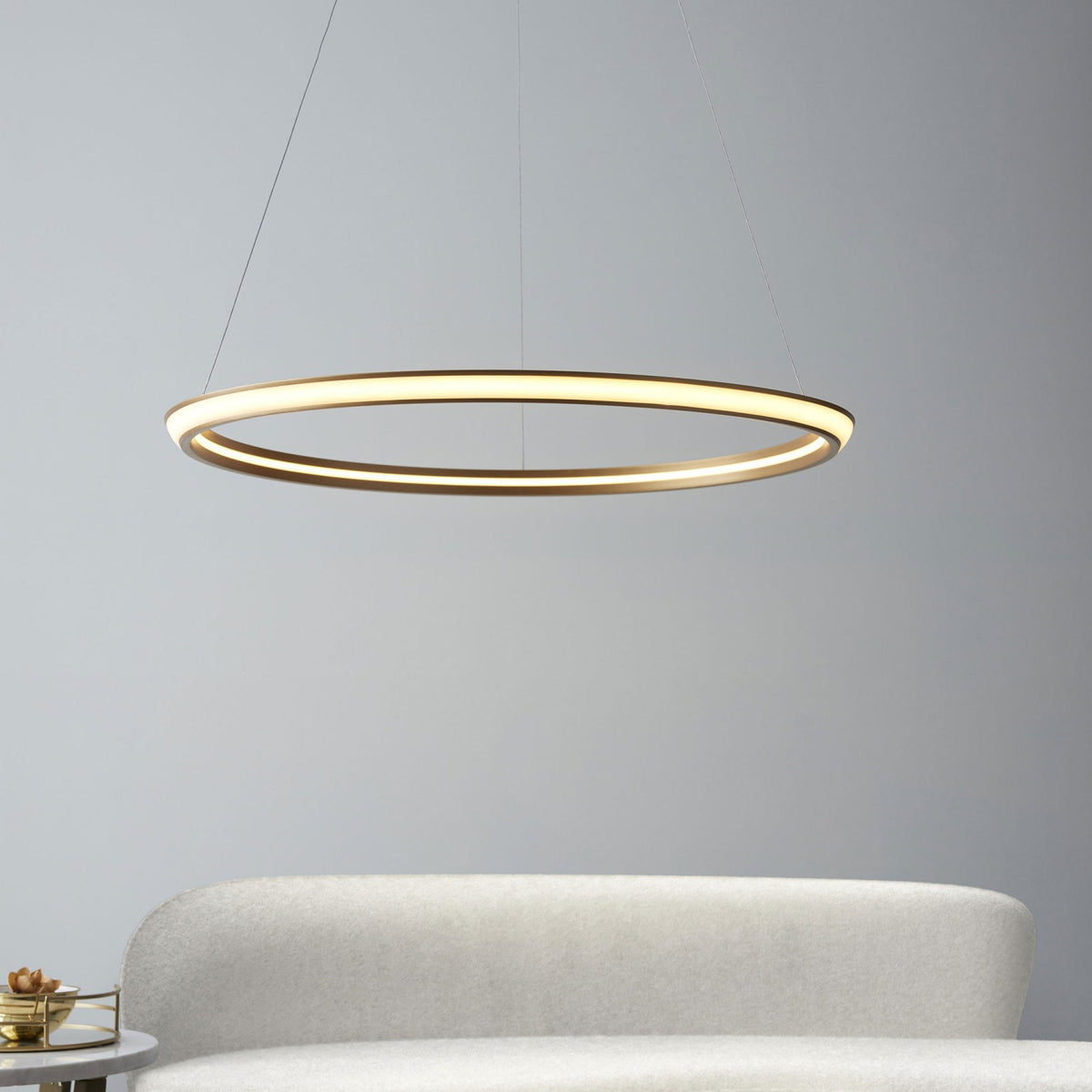 Tarrant 41w LED Pendant in Satin Gold Finish with White Diffuser