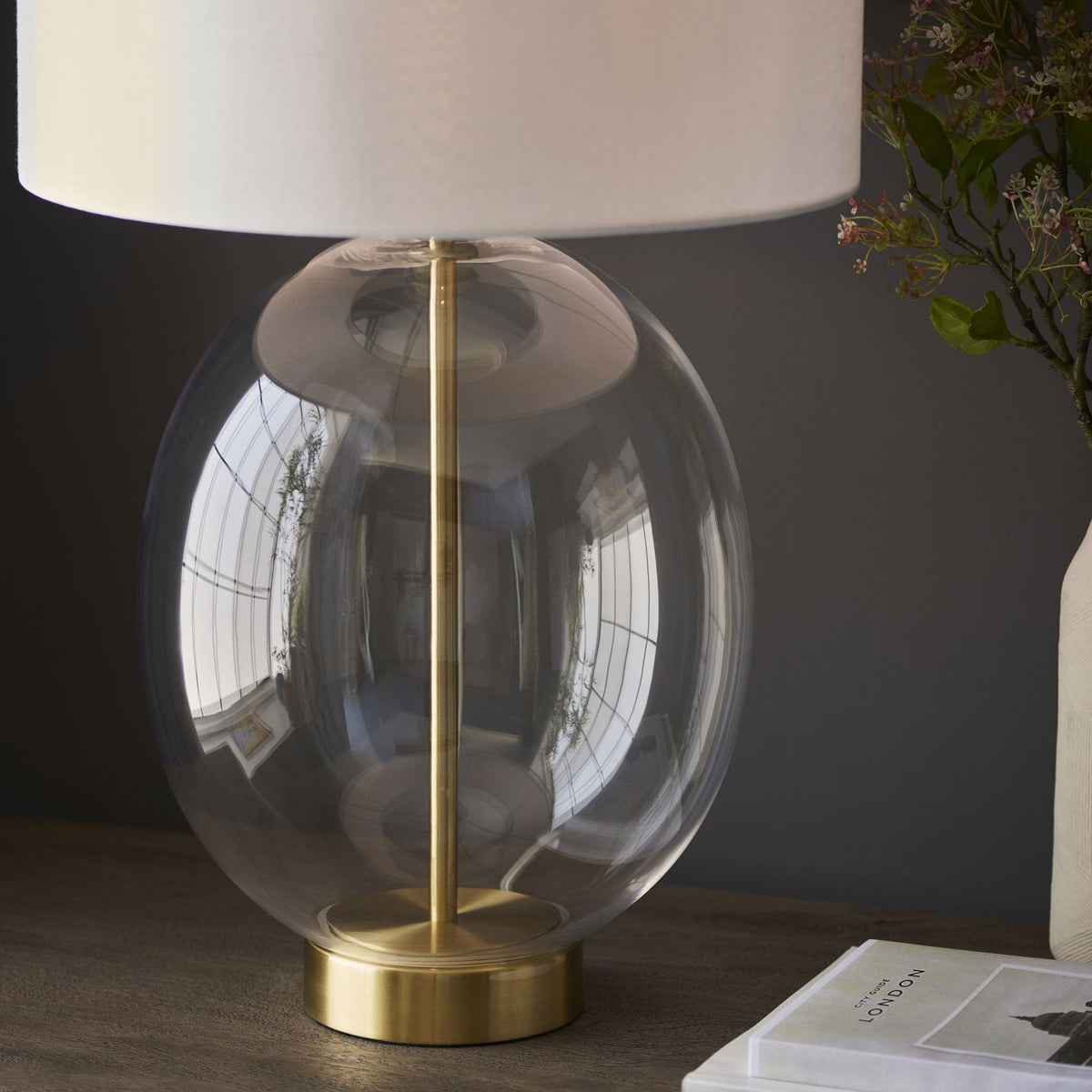Kelda Oval Glass Touch Dimmable Table Light in Satin Brass