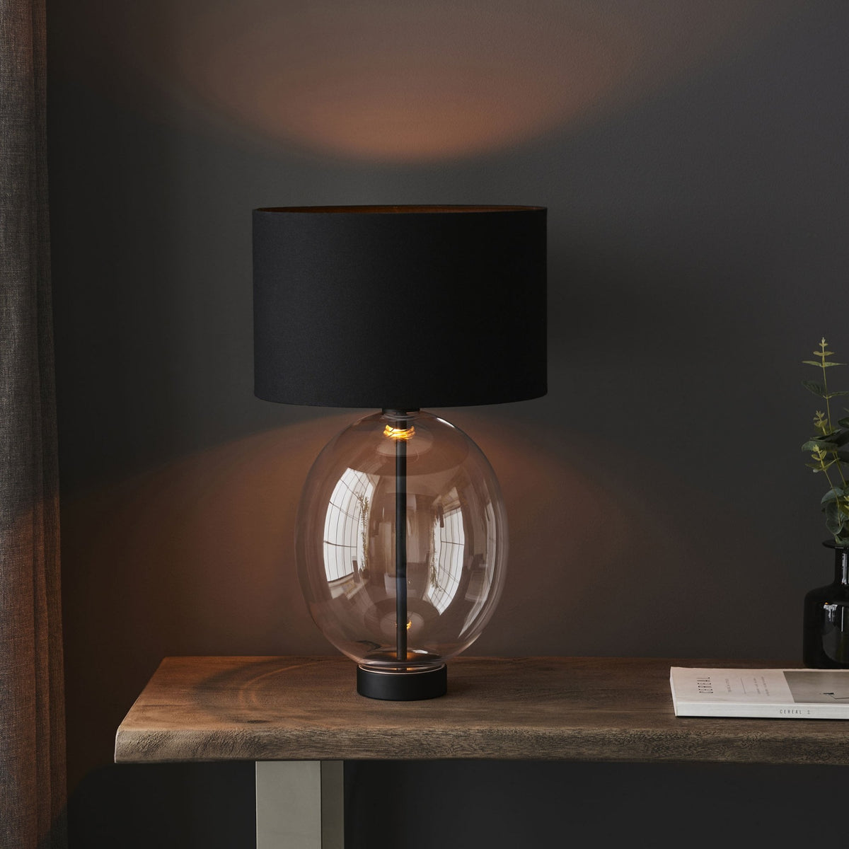Kelda Oval Glass Touch Dimmable Table Light in Matt Black