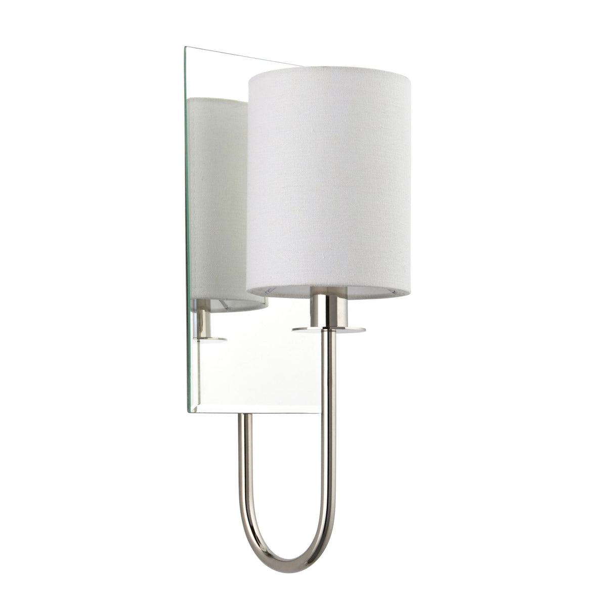 Mirror Line Mirrored Wall Light in Bright Nickel & Vintage White Shade