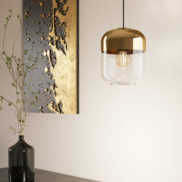 Maryvilla Single Pendant with Gold Topped Clear Glass Shade