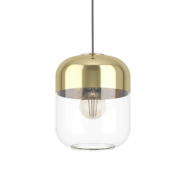 Maryvilla Single Pendant with Gold Topped Clear Glass Shade