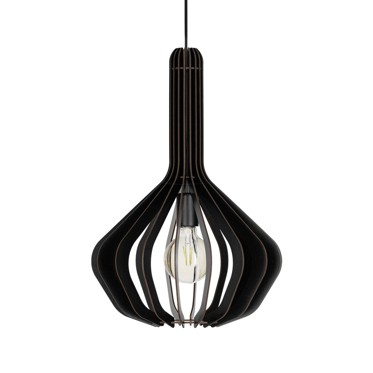 Velasco 380mm Wooden Pendant in Black