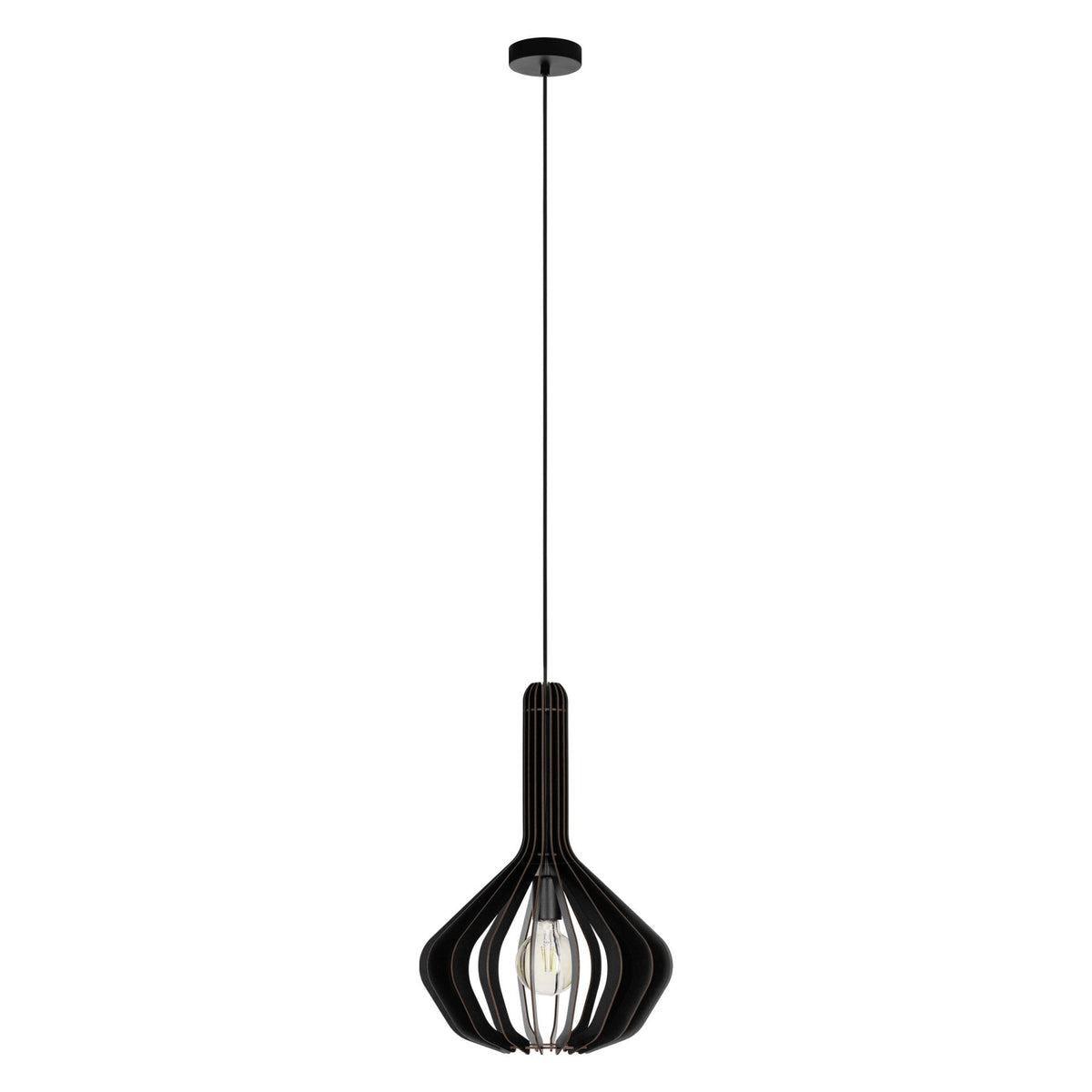Velasco 380mm Wooden Pendant in Black