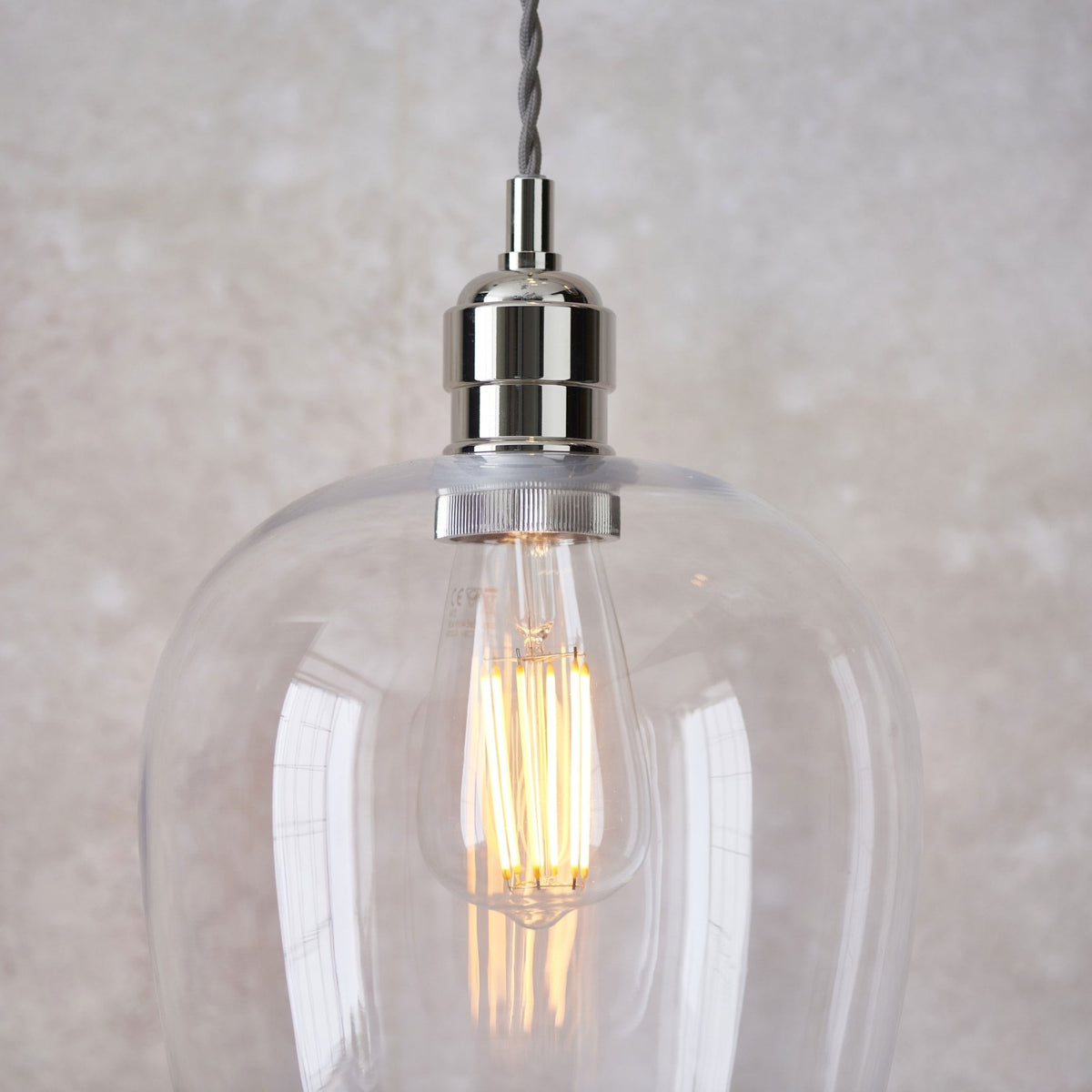 Hoburne Pendant in Bright Nickel with Clear Glass