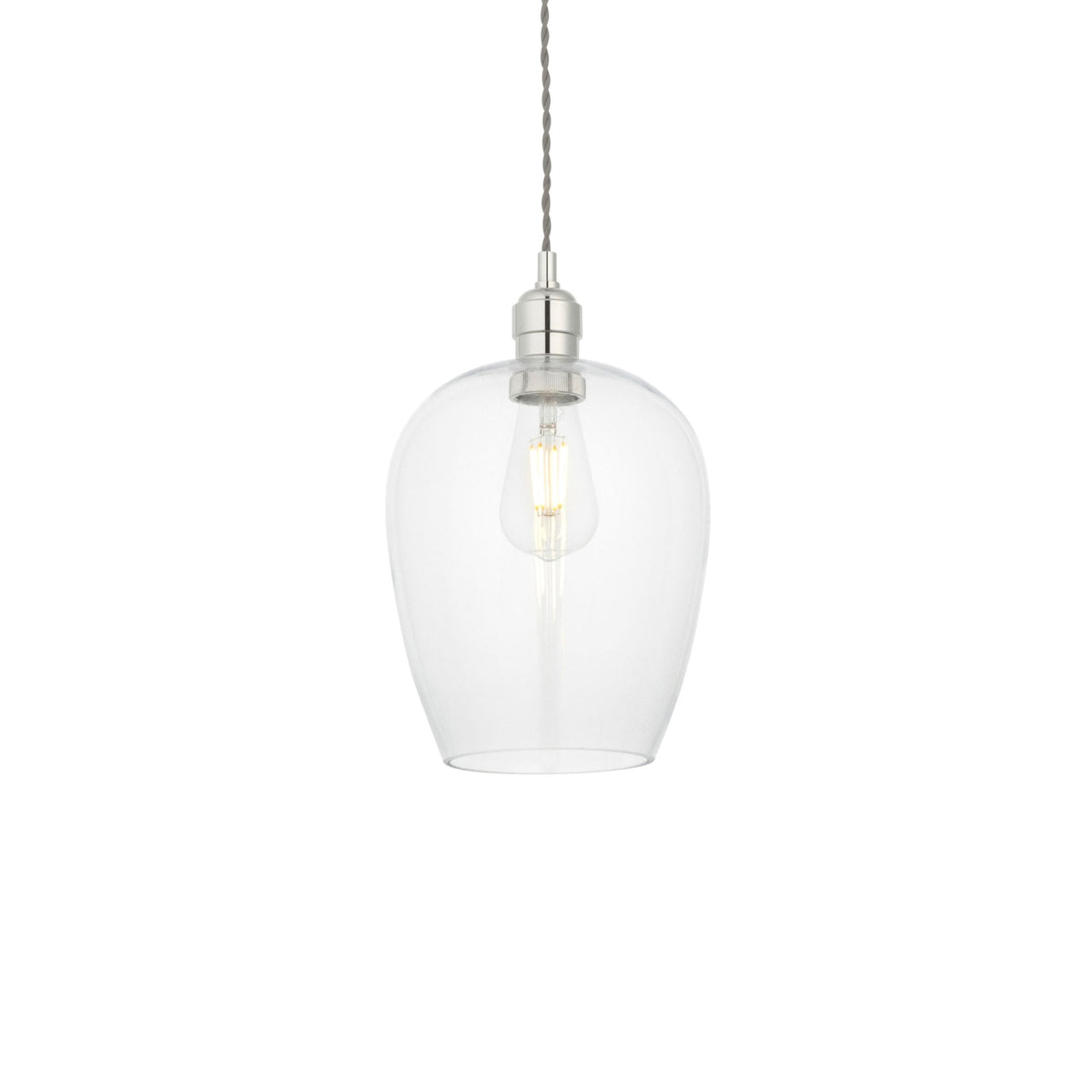 Hoburne Pendant in Bright Nickel with Clear Glass