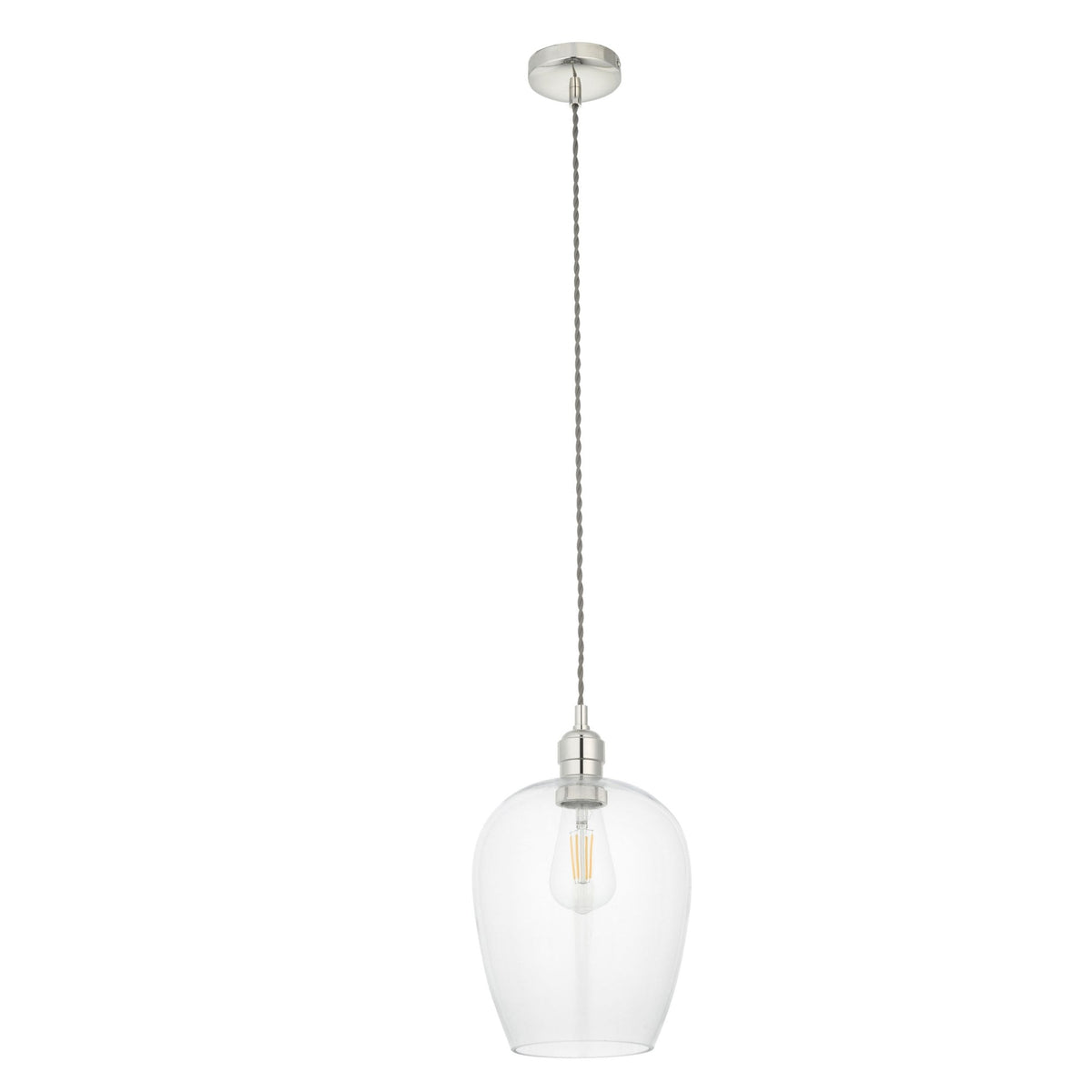 Hoburne Pendant in Bright Nickel with Clear Glass
