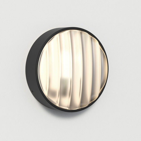 Montreal Round 220 IP44 Exterior Wall Light in Textured Black