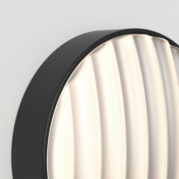 Montreal Round 220 IP44 Exterior Wall Light in Textured Black